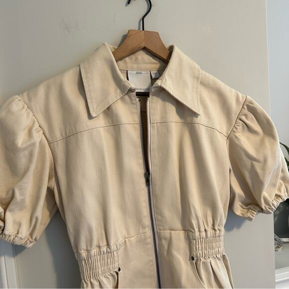 C/MEO Cream Denim Zipper Front Mini Dress Small - Picture 12 of 14